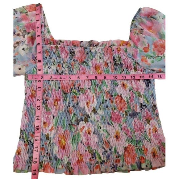 Lost & Wander Off The Shoulder Blouse Top Women's MEDIUM Blue Green Purple NEW - Picture 4 of 11